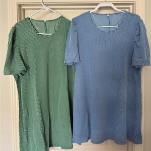 Striped Green and Blue Women's Dresses